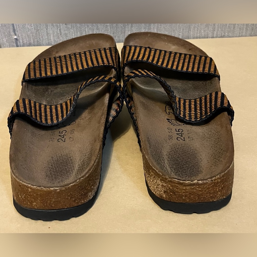 Birkenstock Birki’s Curaçao Midnight & Chestnut Stretch Slip-On Sandals size 38 - Picture 5 of 12